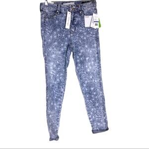 Ella‎ Moss floral print High waisted skinny cropped Blue jeans Sz. 25 NEW Y2K